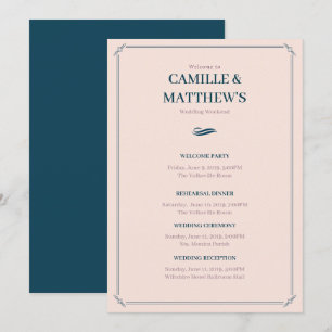 Pink Bordered Wedding Itinerary Invitation