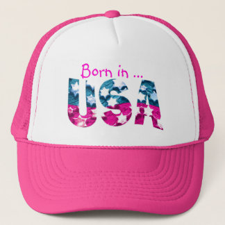 Pink Born in the USA Flag Cap