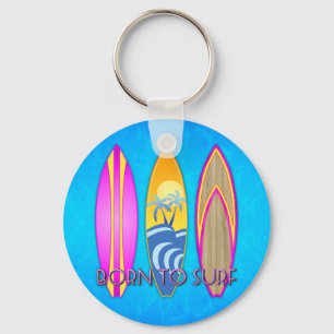 Pink Born To Surf Keychain
