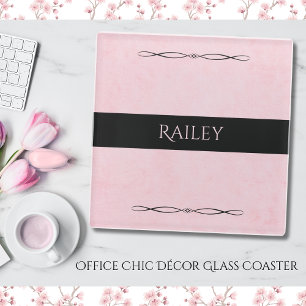 Pink Boss Babe Office Chic Style Glass Coaster