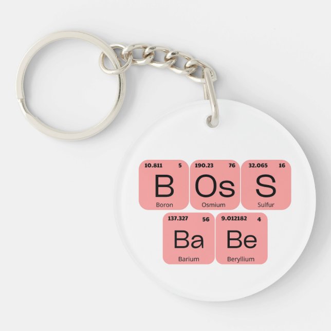  Pink Boss Babe Periodic Table Element Keychain (Front)