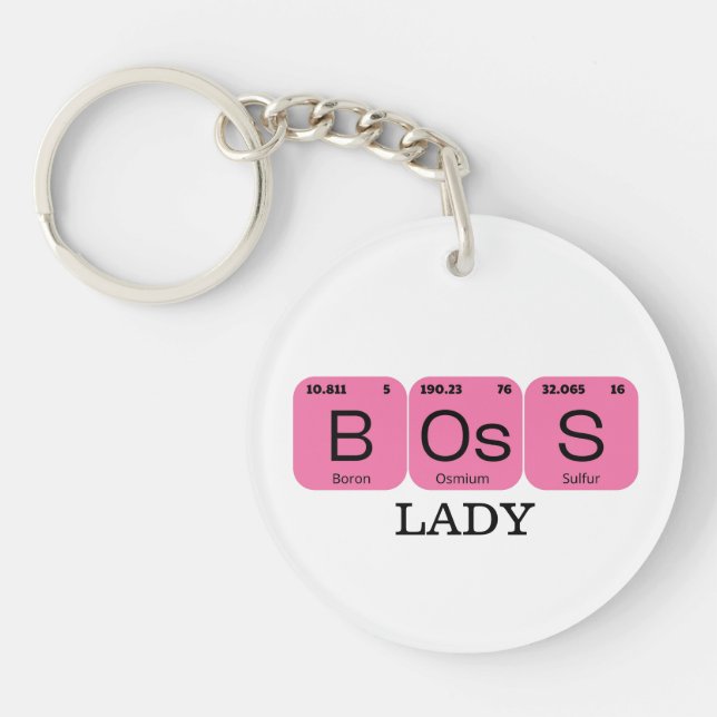  Pink Boss Lady Periodic Table Element Keychain (Front)
