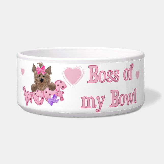 Pink Boss of My Bowl Dog Dish (Front)