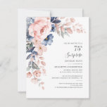 Pink Botanical 75th Birthday Floral Bloom Invitation<br><div class="desc">Dusty Blue Pink Floral Surprise 75th Birthday party budget invitation you can easily customize with your party details by clicking the "Personalize" button. 
Repurpose for other events and milestones birthdays
TIP: Other matching items are available with this design from your party treats,  decor,  and much more</div>