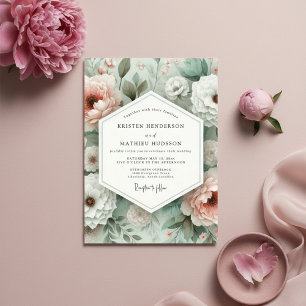 Pink Botanical Bloom Wedding Invitation