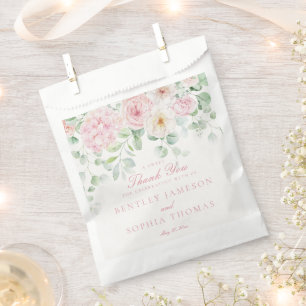 Pink Botanical Floral Hydrangea Wedding Dessert Favour Bag