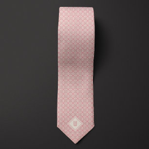 Pink Botanical Inspired Monogram Tie