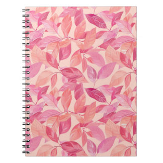 Pink Botanical Leaf Pattern Spiral Photo Notebook