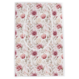 Pink botanical rustic cozy design medium gift bag