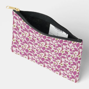 Pink Botanical Vine Pattern   Elegant Floral Leaf  Accessory Pouch