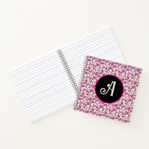 Pink Botanical Vine Pattern   Elegant Floral Leaf  Notebook