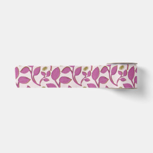 Pink Botanical Vine Pattern   Elegant Floral Leaf  Satin Ribbon