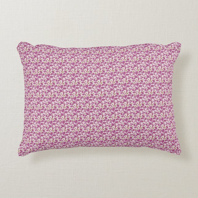 Pink Botanical Vine Pattern Floral Nature Design Accent Pillow (Front)