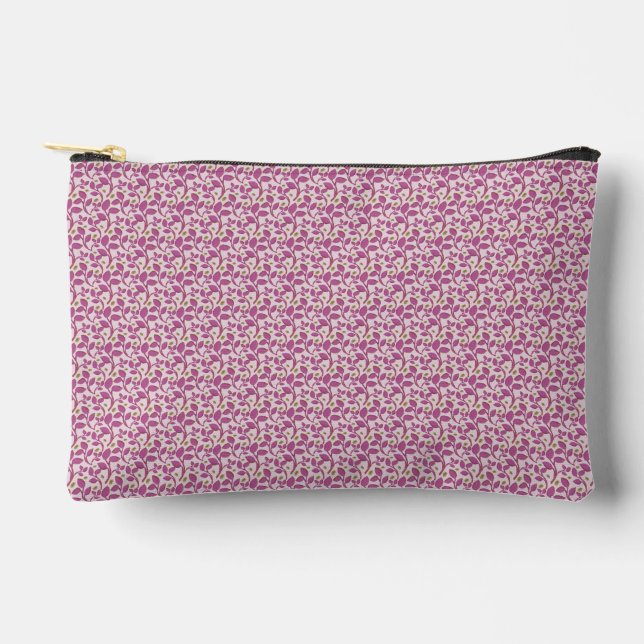 Pink Botanical Vine Pattern Floral Nature Design Accessory Pouch (Front)