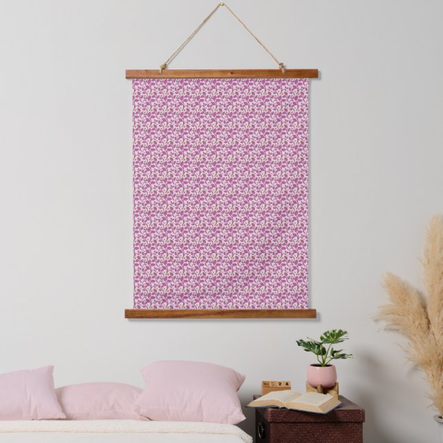 Pink Botanical Vine Pattern Floral Nature Design Hanging Tapestry (Bedroom)
