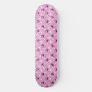Pink Botanical watercolor Floral Nature Design B Skateboard