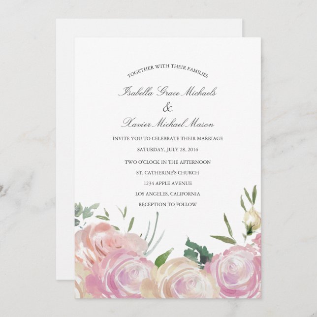 Pink Botanical | Wedding Invitation (Front/Back)