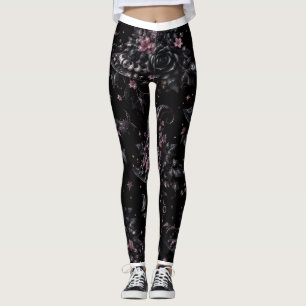 Pink Botanical Witch Halloween Leggings