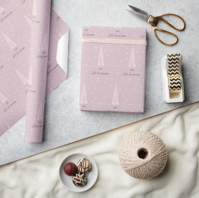 Pink Bottle brush Tree Wrapping Paper (Crafts)