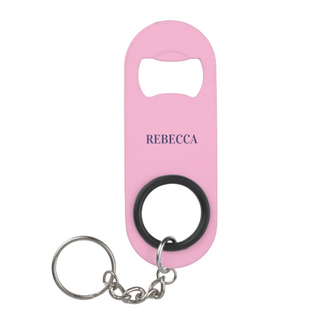 Pink Bottle Opener Custom Text Bar Key Gift Tool Keychain Bottle Opener (Front)