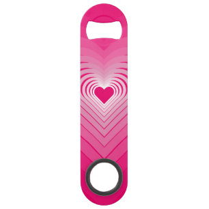 Pink Bottle Opener with Hearts Bar Key