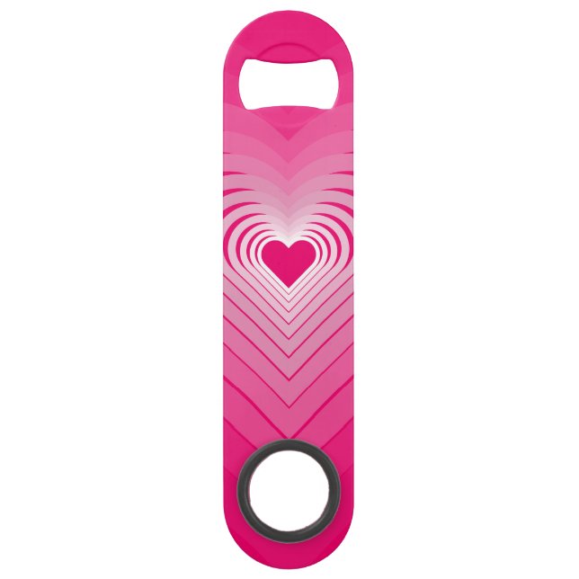Pink Bottle Opener with Hearts Bar Key (Front)