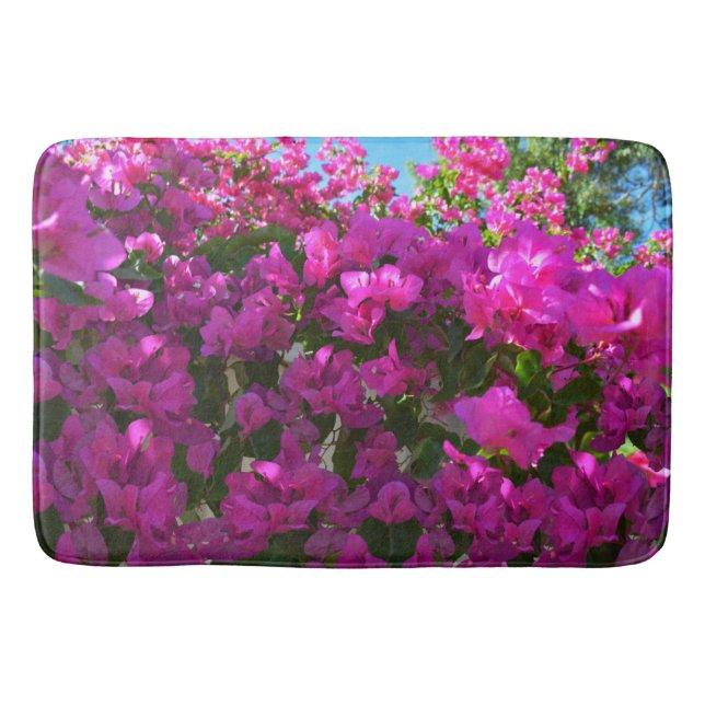 Pink Bougainvillaea Flowers, Memory Foam Bathmat (Front)
