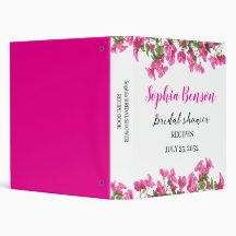 Pink Bougainvillea Floral Bridal Recipe Book