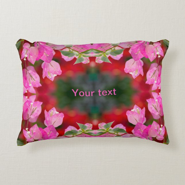 Pink Bougainvillea flower Accent Pillow (Front)