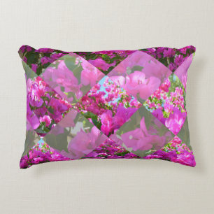 Pink Bougainvillea Flowers Diamond Cut Design, Accent Pillow