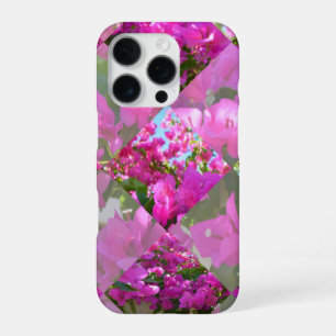 Pink Bougainvillea Flowers Diamond Cut Design, iPhone 16 Pro Case