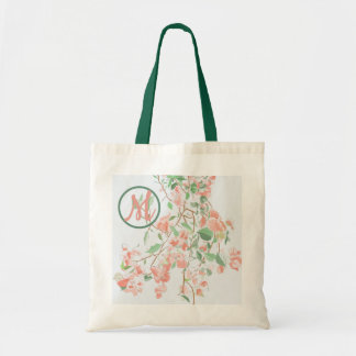 Pink Bougainvillea Monogram Watercolor Tote Bag