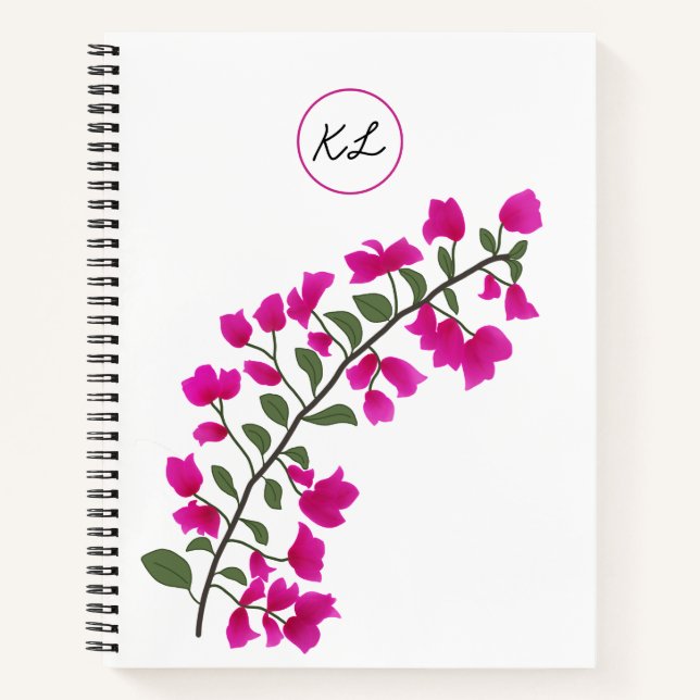 Pink Bougainvillea Personalized Spiral Notebook (Front)