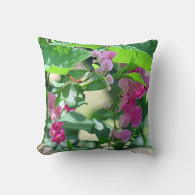 Pink Bougainvillea Throw Pillow (Front)