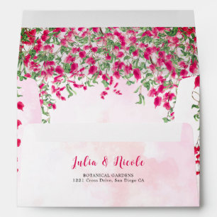 Pink Bougainvillea Tropical Forest Wedding Shower Envelope