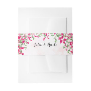 Pink Bougainvillea Tropical Forest Wedding Shower Invitation Belly Band