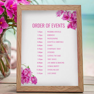 Pink bougainvillea wedding order of events poster