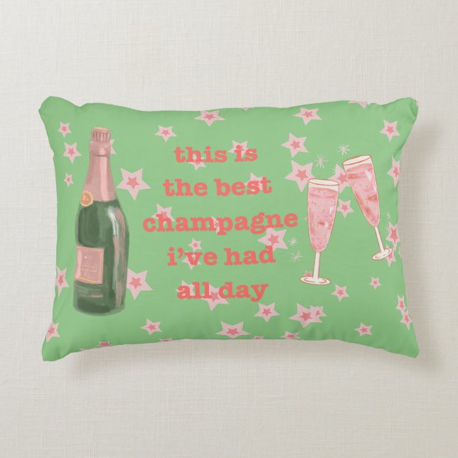 Pink Bougie Champagne Bottle Quote  Accent Pillow (Front)