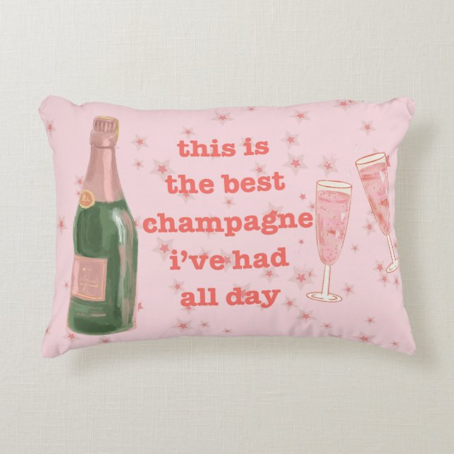 Pink Bougie Champagne Bottle Quote  Accent Pillow (Front)