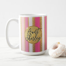Pink Bougie Stripes Personalized Coffee Mug