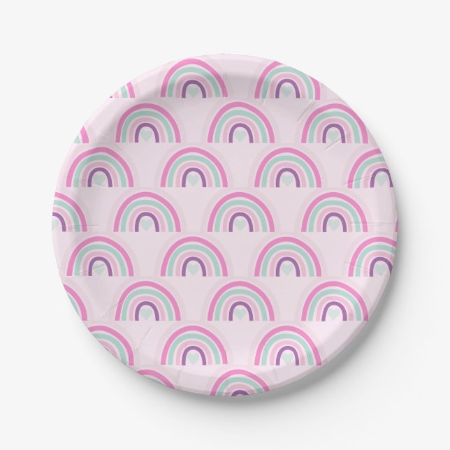 Pink Bounce House Castle Birthday Paper Plate (Front)
