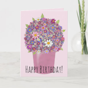 Pink bouquet of flowers Birthday Card
