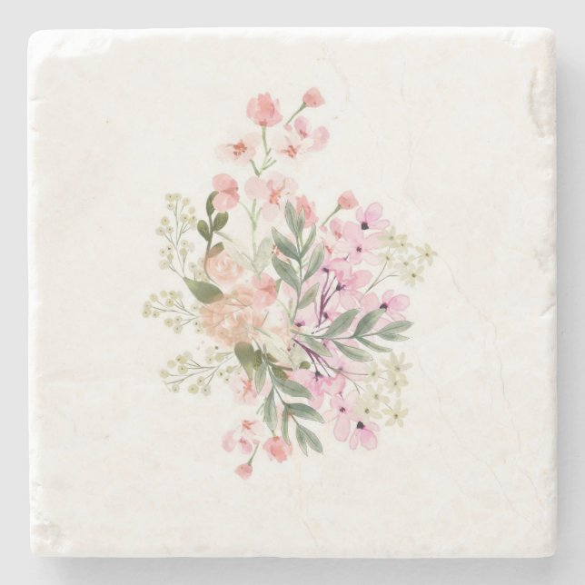 Pink Bouquet  Stone Coaster (Front)