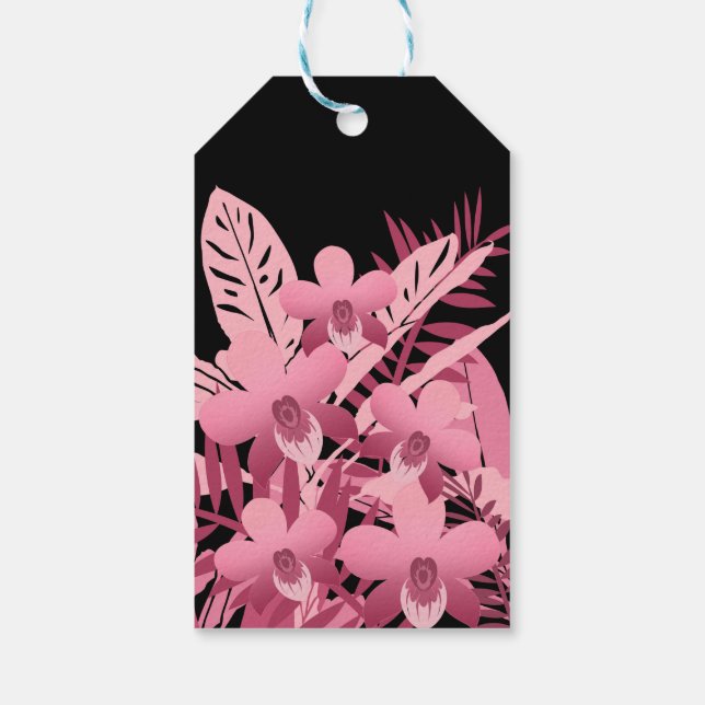 Pink bouquet tropical gift tags (Back)