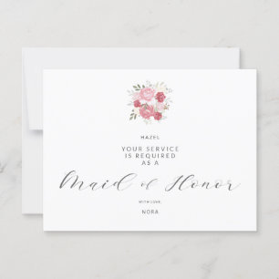 Pink Bouquet Will You Be My Maid of Honour Postcard