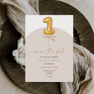 Pink Bow 1st Birthday First Birthday Coquette Bow  Save The Date