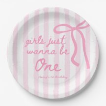 Pink Bow 1st Birthday Girls Just Wanna Be One Sign