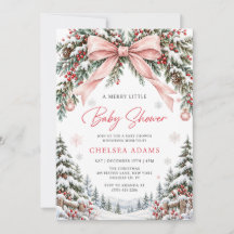 Pink Bow A Merry Little Baby Shower