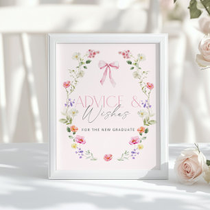 Pink Bow Advice and wishes for graduate Poster