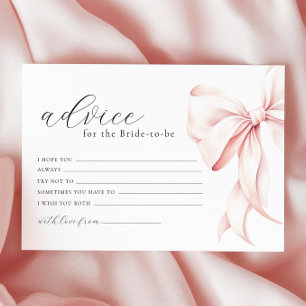 Pink Bow Advice Card Bridal Shower